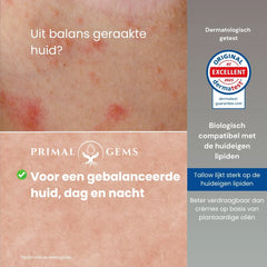 Vergelijking van een uit balans geraakte huid en een gebalanceerde huid ondersteund door tallow huidverzorging