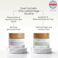 Zwei Tallow Face Balms von Primal Gems für eine vollständige Hautpflegeroutine bei Tag und Nacht